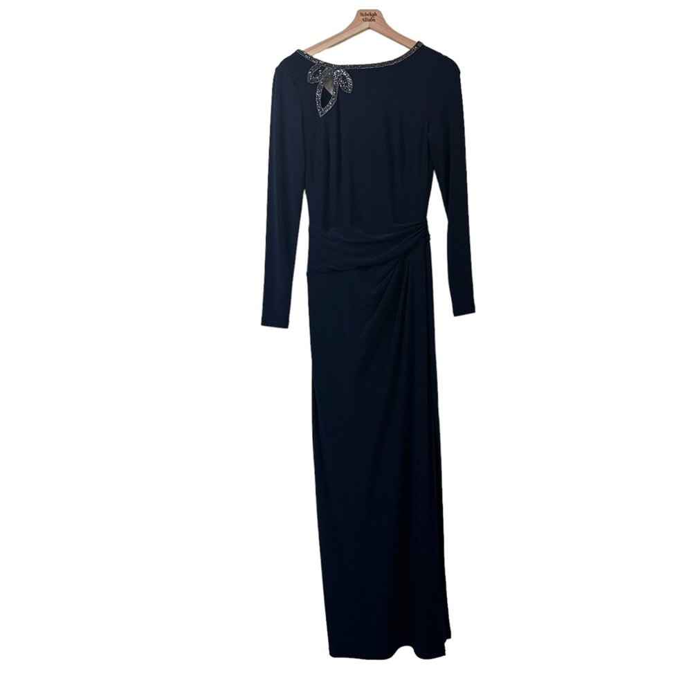 Ralph Lauren Embellished Evening Gown Navy Dress SZ 4 - Picture 2 of 14